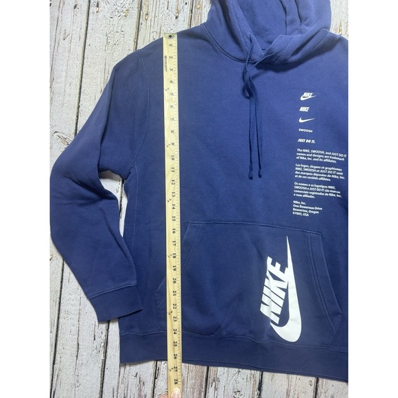 Nike Men's Club Shoebox Pullover Sweatshirt Hoodie Blue Large Logo - Picture 4 of 7